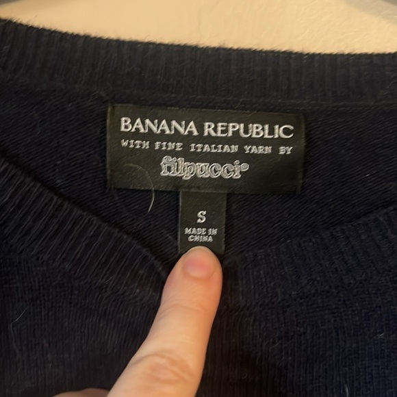 ❤️FINAL SALE❤️ Banana Republic | Filpucci Navy Stripe Merino Sweater Small - Picture 7 of 9